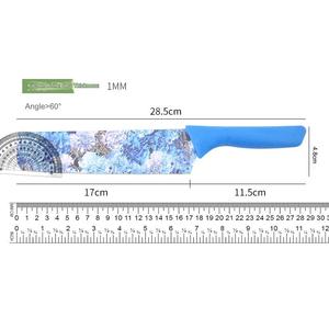 Ensemble de 6 couteaux de cuisine, design original imprimé en couleur, fabrication artisanale, acier inoxydable à haute teneur en carbone, lames antiadhésives, 17 cm, plastique - Product Image 4