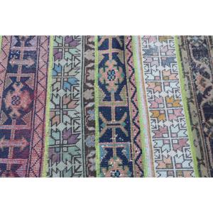 Alfombra Vintage de 2.6x7.3 pies, Alfombra Turca, Alfombra de Lana Azul Ombré - Product Image 5