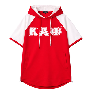 Kappa Alpha Psi Tech <b>Short</b> <b>Sleeve</b> <b>Hoodie</b> Red Greek Letters Athletic Fraternity Pullover - Product Image 3