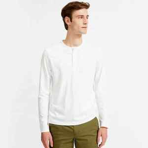 Henley algodón orgánico Henley camisa hombres camiseta botones ecológicos hombres camisetas de manga larga peso Henley camiseta - Product Image 6