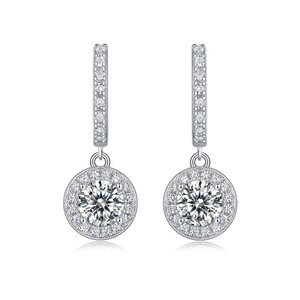 14K Luxury 925 <b>Silver</b> Pink Moissanite Diamond <b>Drop</b> <b>Earring</b> Solid Gold Hip Hop Style Hoop Diamond <b>Earring</b> for Women - Product Image 4