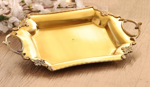 ถาดเสิร์ฟของตกแต่งทำจากทองเหลืองแข็งน้ำหนักมากถาดสำหรับปาร์ตี้อาหารเครื่องดื่ม - Product Image 6