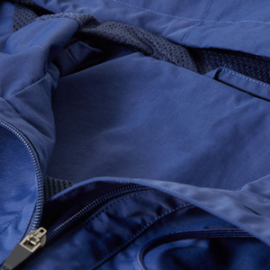 Veste coupe-vent en coton personnalisée à fermeture éclair intégrale, couleurs contrastées, marine, pour hommes, coupe-vent à capuche personnalisé - Product Image 4