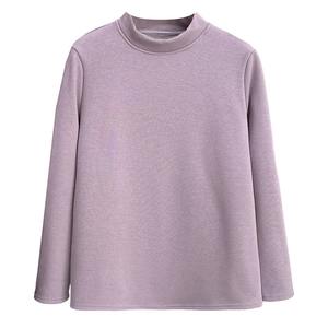 เสื้อยืดผ้าฟลีซสีพื้นสำหรับผู้หญิงใส่ในฤดูหนาวเสื้อคอปกตั้งไซส์ใหญ่พิเศษลำลองลายการ์ตูน - Product Image 6