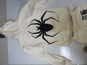 Sudadera con Capucha Casual 100% Algodón, Lavado Ácido, Desgastada, con Parches Bordados, Personalizable, Pantalones Deportivos Holgados y Acampanados - Product Image 2