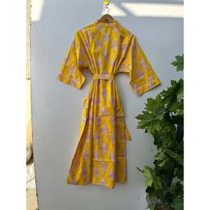 Robe Kimono en Coton Style Spa, Peignoir Doux en Coton Indien, Tenue Décontractée Quotidienne, Robes Décontractées pour Cadeaux - Product Image 3
