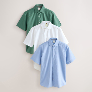 เสื้อผู้ชายฤดูร้อน ระบายอากาศได้ดี สวมใส่สบาย แฟชั่น แขนสั้น รับผลิตตามแบบ (OEM) ผ้าผสมโพลีเอสเตอร์และคอตตอน ถักลายเรียบ ปักด้วยเครื่องจักร - Product Image 3