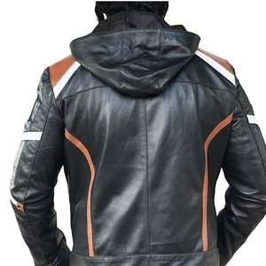 Blouson en cuir pour homme 2024, style motard, drapeau américain, coupe-vent, chauffant, hiver, style urbain, qualité supérieure, vintage, faible MOQ, authentique - Product Image 5