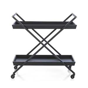 Effortless Metal Two Tier Serving Cart Trolley With Clear Glass Trays <b>For</b> Smooth Movement And Elegant Party Presentations - Product Image 3