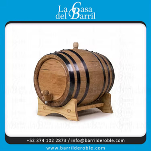 Barril de madera de 5 litros de alta calidad con acabado de laca de anillo de borde negro a un precio económico para almacenamiento de vino, cerveza y Tequila - Product Image 2