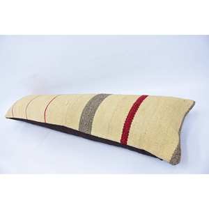 Beige Wool <b>Pillow</b> 12x48 Inch Kilim Patchwork Luxury Vintage Floral & Plant Accent for Kitchen Woven 18x18 - Product Image 5