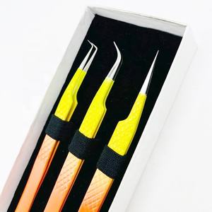 Pinzas de pestañas de dos tonos de Color personalizado, agarre de diamante de acero inoxidable sólido profesional de etiqueta privada, pestañas probadas a mano - Product Image 1