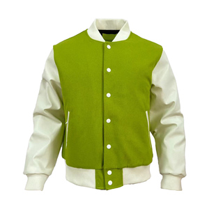 Chaqueta de béisbol Vintage para hombre, chaqueta universitaria de cuero genuino con mangas bordadas con estampado personalizado - Product Image 1