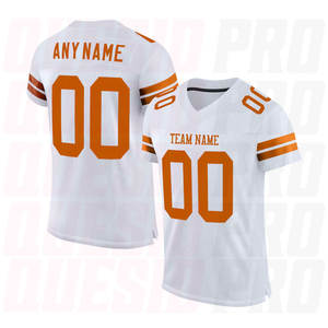 Maillot de football américain OEM 100 % polyester, broderie, sublimation, numéros d'équipe personnalisés, tissu uni, manches courtes, athlétique - Product Image 4