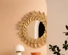Soporte de ratán de hoja redonda hecho a mano decoración de pared de espejo impresionante diseño contemporáneo para espacios de vida del hogar mejor precio Vietnam - Product Image 3