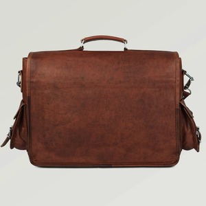 Personalised 15\" <b>Men's</b> Fashionable Leather Briefcase Satchel Messenger <b>Bag</b> Custom Cross Body Zipper Embroidery Button - Product Image 2