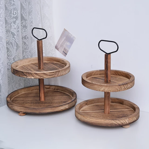 Support de gâteau de service moderne utilisé pour la fête de mariage, hôtel et maison, décor de service de gâteau de couleur naturelle, design moderne, porte-gâteaux en bois - Product Image 6