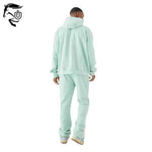 Sweat à capuche surdimensionné à demi-fermeture éclair pour hommes de haute qualité 100% coton polaire empilé pantalon survêtement grande taille pour - Product Image 2