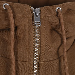 Custom Men's Heavyweight <b>Full</b> <b>Zip</b>-up <b>Sweatshirt</b> with Distressed Pattern Solid Color Hooded Collar 100% Cotton Woven Material - Product Image 3