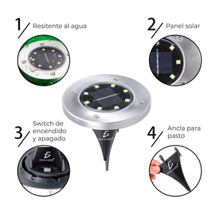 Lot de 4 lampes solaires modernes étanches pour sol, LED blanc chaud, pour jardin, avec alimentation DC certifiée IP65 ROHS - Product Image 1