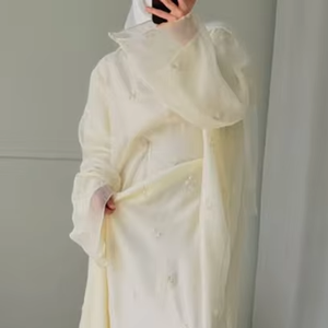 ชุดมุสลิม YKD051 สำหรับผู้หญิง เสื้อผ้าอิสลาม ฮิญาบ ชุดคลุมยาวแบบดั้งเดิม ผ้าออร์แกนซ่าประดับมุก ชุดอาบายะหลวมๆ ระบายอากาศได้ดี เหมาะสำหรับฤดูร้อน รุ่น <span class=keywords><strong>Vibo</strong></span> - Product Image 1