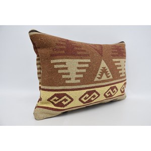 16x24 Inches Brown Southwestern Geometric Wool Pillow Woven Vintage Decorative <b>Cushion</b> Inspired Vintage Southwestern Design - Product Image 3