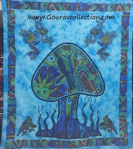 Tapisserie à imprimé champignons POTLY, impression numérique, décoration murale, sur mesure, vente en gros, drap de lit en coton GC-TPDB-133. - Product Image 2