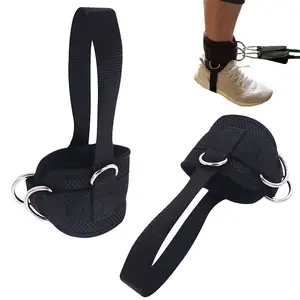 Alça de tornozelo com anel em D para exercícios de ginástica, braçadeira de tornozelo para exercícios de levantamento de peso, cinto de flexão para perna, 2 unidades