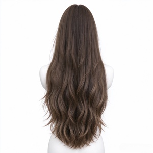 Perruque 100% cheveux humains, longue et ondulée, brun foncé, pour femmes, aspect naturel, avec bonnet ajustable pour un usage quotidien, des fêtes et des mariages - Product Image 3