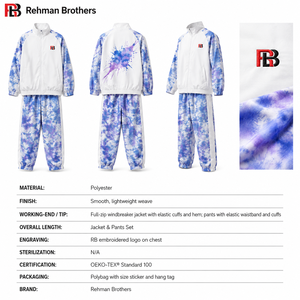 Nylon Oversized <b>Tie</b>-<b>Dye</b> Tracksuit <b>Set</b> Full Zip Jacket with Matching Pants XXS-6XL - Product Image 6