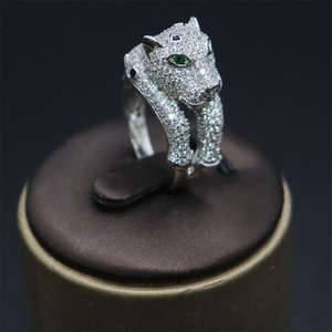 Meilleures ventes : Bague unisexe en argent S925, design léopard classique vintage exagéré, avec morganite certifiée et sertissage pavé, pour mariage - Product Image 2