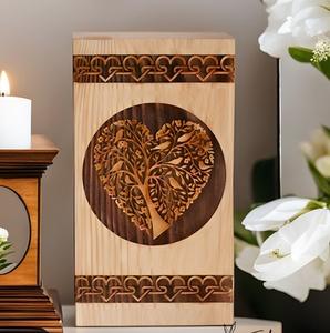 โกศไม้สนสําหรับเถ้ามนุษย์ กล่องไม้ต้นไม้แห่งชีวิต การเผาศพส่วนบุคคลสําหรับเถ้า ทําด้วยมือ กล่องขี้โข่งไม้ขนาดใหญ่ | - Product Image 2