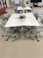 Usine Cantine Meubles École Mobile Table À Manger et Chaises Enfants Tabouret Rond Pliant Cafétéria 8 Places avec Roulettes