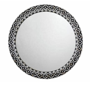 Cadre de miroir rond en incrustation d'os fait à la main décor à la maison Art cadeau meubles pour salon miroir décoratif mural Unique - Product Image 3