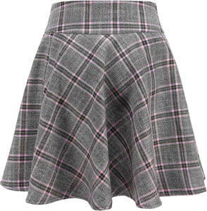 Mini-jupe d'hiver pour femme en tissu écossais, plissée, coupe trapèze, avec taille élastique chaude en laine - Product Image 3