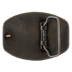 Hebilla de cinturón de diseño occidental adornado con grabado floral de cobre HA0016 para cinturón de 1-1/2(38mm) - Product Image 3