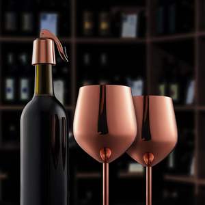 Verre à vin en acier inoxydable, finition cuivre, incassable, à pied, pour bar et usage domestique - Product Image 6