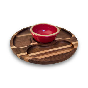 Juego de Bandejas para Salsas y Aperitivos de Metal Blanco de Calidad Deluxe con Base de Madera de Acacia, 4 Tazones para Salsas, para Uso en Hoteles y Restaurantes - Product Image 5