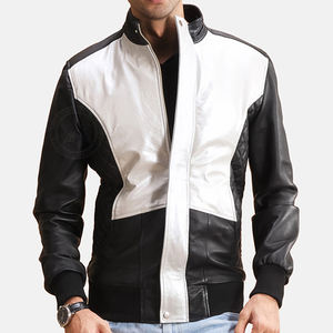 Blouson de moto en cuir personnalisé avec col montant et logo frontal - Design unisexe - Product Image 1