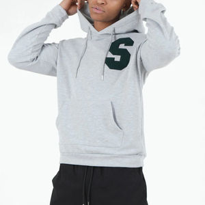 High Quality 100% Cotton Chenille Embroidery Solid Pocket Hoodie Long Sleeve Winter <b>Thick</b> <b>Fleece</b> Loose Fit Hooded Wholesale - Product Image 4