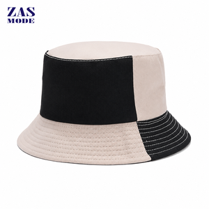 Wholesale men and Children's Casual Two Tone Color Contrast Patchwork Cotton Reversible Bucket <b>Hat</b> for Fishing & Cycling - Product Image 1