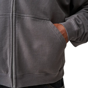 Sweat à capuche zippé pour homme, veste en polaire épaisse, logo personnalisé, streetwear décontracté, chaud, hiver, capuche, 100% coton, lourd, fermeture éclair, fournisseur - Product Image 6