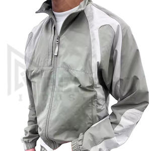 Chándal de Nailon 100% Liso, Fabricante de Ropa OEM, Chaqueta con Cremallera, Bloques de Color, Chándales Cortavientos Personalizados de Nailon para Hombre - Product Image 4