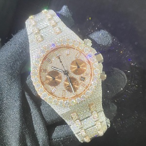 Reloj de movimiento automático, reloj de diamante de oro amarillo moissanita, reloj de busto ostentoso de Hip Hop completamente helado - Product Image 1