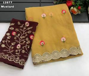 Design moderne Meilleure qualité Belle Georgette avec multi broderie florale Design Work Indien Exportateur et fournisseur - Product Image 4