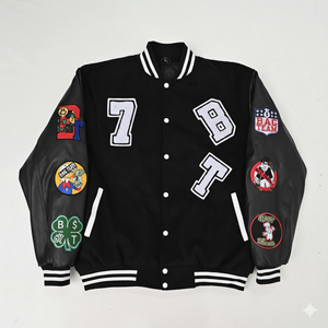 Fabricants de vêtements personnalisés, veste de baseball varsity en cuir avec broderie en chenille pour hommes, prix bas - Product Image 1