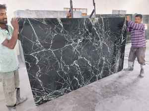 Surface polie par dalle de marbre de vert d'araignée de conception moderne pour des applications d'hôtel - Product Image 4