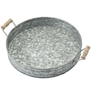 Bandeja de servicio de metal galvanizado de aspecto vintage oxidado para fiestas de boda de restaurante Bar Hotel de granja - Product Image 6