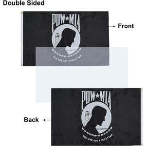 ธง POW/MIA ขนาด 3x5 ฟุต สำหรับภายนอกอาคาร แบบสองด้าน ปักอย่างดี ทนทาน คุณไม่ถูกทอดทิ้ง ธงสงคราม POW/MIA พร้อมห่วงทองเหลือง - Product Image 4