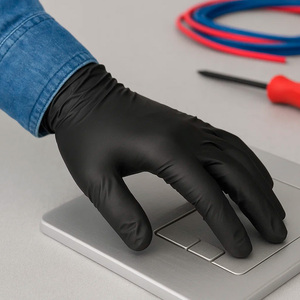 Disposable Nitrile Gloves, Black, Size S, 5.5 gms. Thick. Box of 100 gloves. - Product Image 5